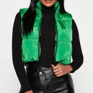 * Fashion Nova Can't Handle It Puffer Vest Jacket Kelly Green Size 1X